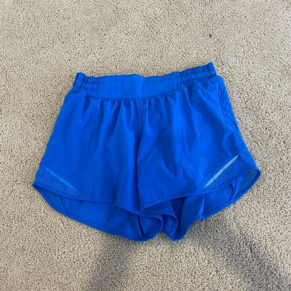 Blue lululemon shorts lightly worn 4 inch low rise!